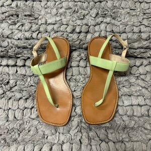 Coach Dora J458 Italian Made T-strap leather Sandals Mint Green